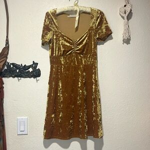 Urban outfitters gold crushed velvet dress